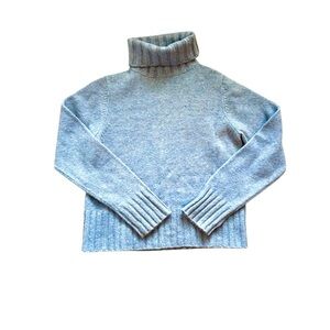 J.Crew 100% Wool Light Blue Turtleneck Pullover Knit Sweater, size Large